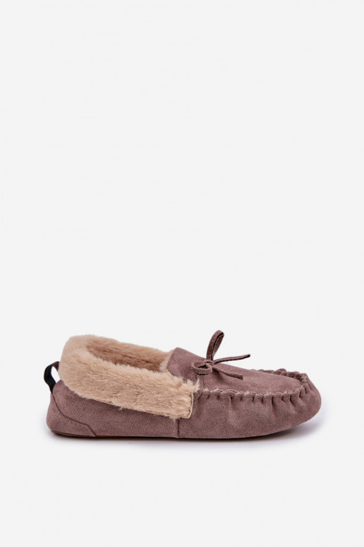 Mocassins pour femmes beiges avec fourrure Kleogoria