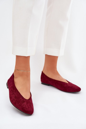 Ballerines classiques en velours synthétique bordeaux Osallin