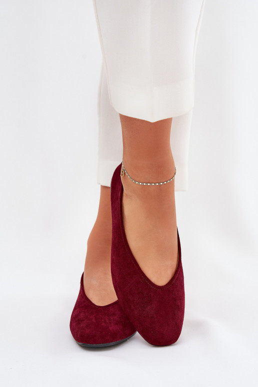 Ballerines classiques en velours synthétique bordeaux Osallin