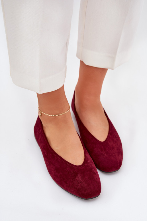Ballerines classiques en velours synthétique bordeaux Osallin