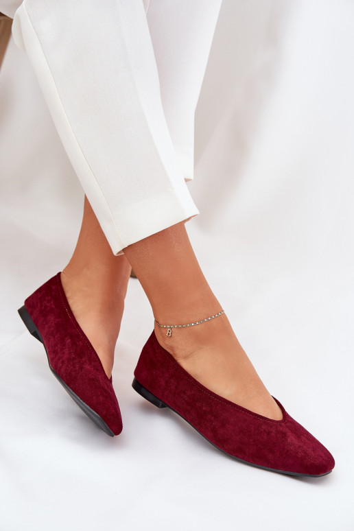 Ballerines classiques en velours synthétique bordeaux Osallin