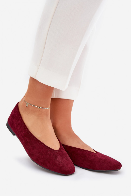Ballerines classiques en velours synthétique bordeaux Osallin