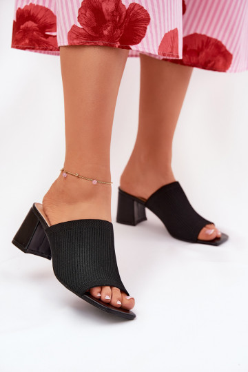 Chaussons à talon bloc pour femmes en noir INenilan 2