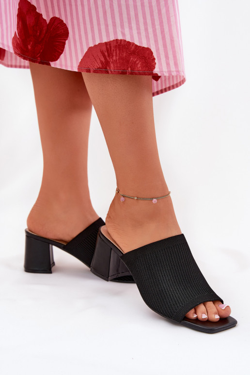 Chaussons à talon bloc pour femmes en noir INenilan