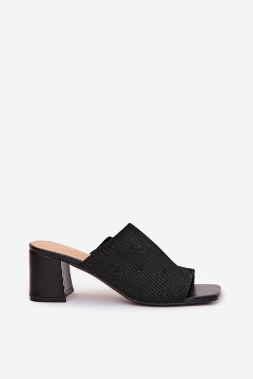 Chaussons à talon bloc pour femmes en noir INenilan