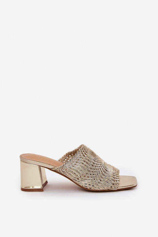 Chaussons pour femmes avec tressage et talons en or Ciariloria