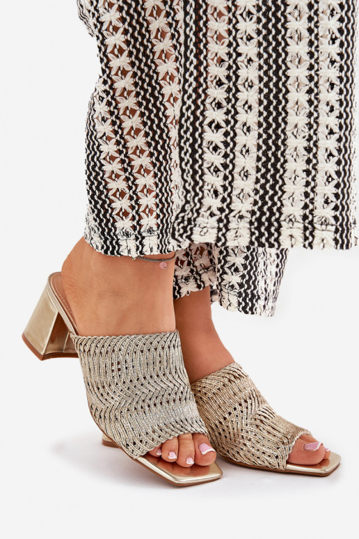 Chaussons pour femmes avec tressage et talons en or Ciariloria