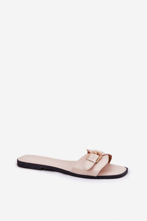 Chaussons plats pour femmes avec boucles dorées en sable Esiobb