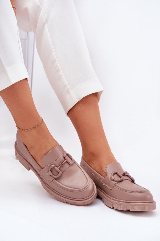 Mocassins pour femmes avec détails décoratifs en cuir synthétique kaki Seftass