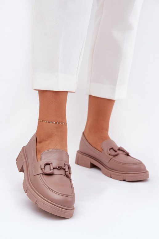 Mocassins pour femmes avec détails décoratifs en cuir synthétique kaki Seftass