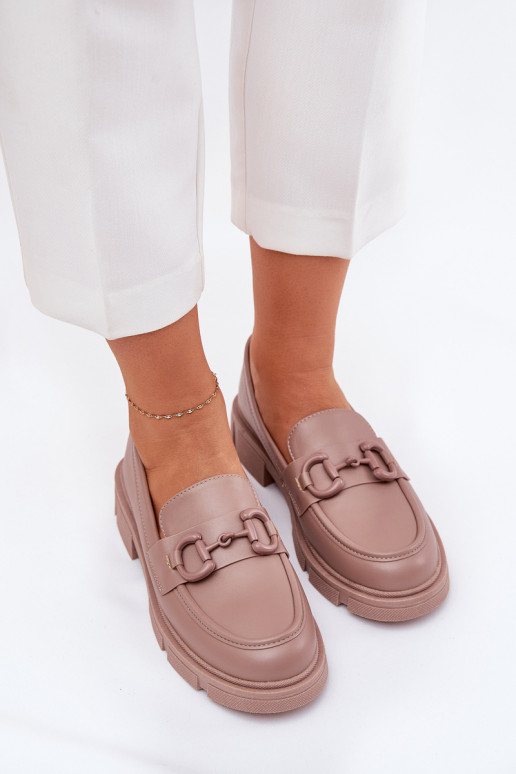 Mocassins pour femmes avec détails décoratifs en cuir synthétique kaki Seftass