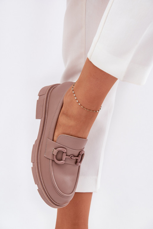 Mocassins pour femmes avec détails décoratifs en cuir synthétique kaki Seftass