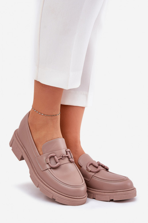 Mocassins pour femmes avec détails décoratifs en cuir synthétique kaki Seftass