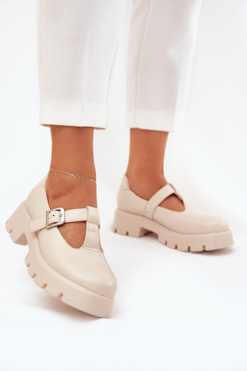 chaussures Féminin avec boucles avec une plateforme Et des talons plats beige Venda 2