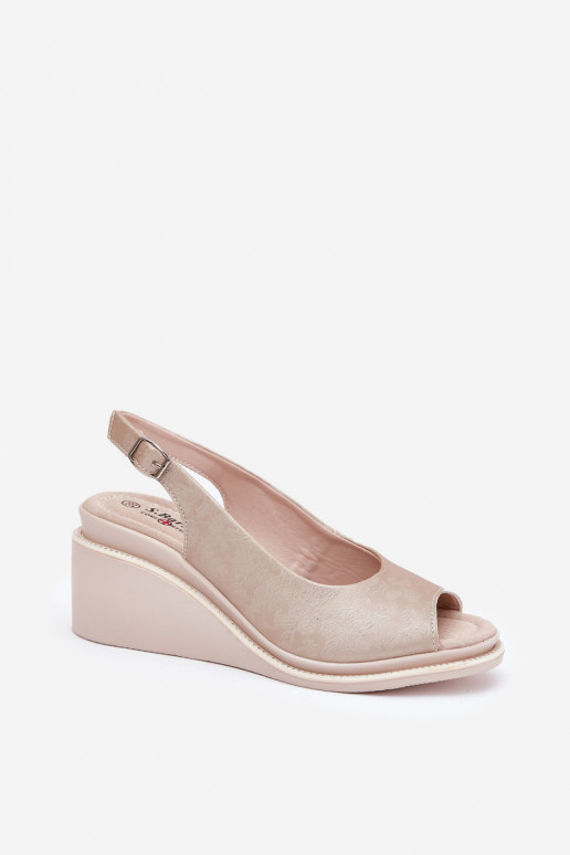 sandales en cuir pour femmes avec plateforme dorées S.Barski LR51-539
