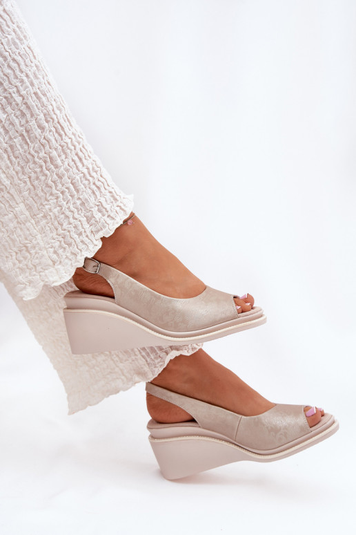 sandales en cuir pour femmes avec plateforme dorées S.Barski LR51-539