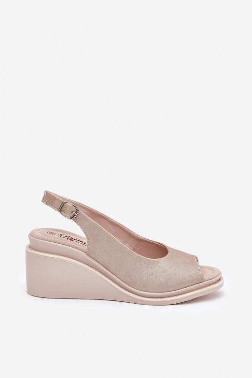 sandales en cuir pour femmes avec plateforme dorées S.Barski LR51-539