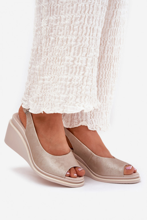 sandales en cuir pour femmes avec plateforme dorées S.Barski LR51-539