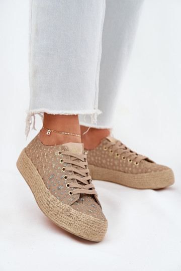 chaussures décontractées à motifs avec plateforme kaki Lee Cooper LCIN-25-08-3646L