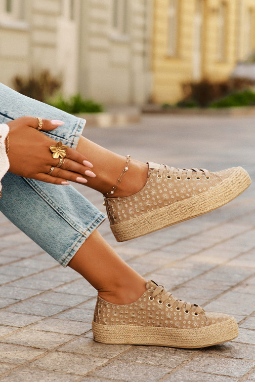 chaussures décontractées à motifs avec plateforme kaki Lee Cooper LCIN-25-08-3646L