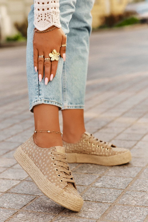 chaussures décontractées à motifs avec plateforme kaki Lee Cooper LCIN-25-08-3646L