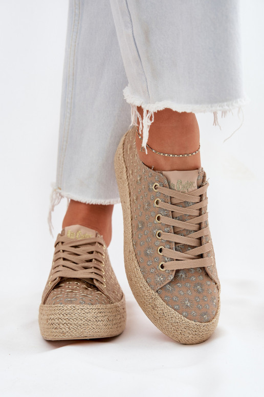 chaussures décontractées à motifs avec plateforme kaki Lee Cooper LCIN-25-08-3646L