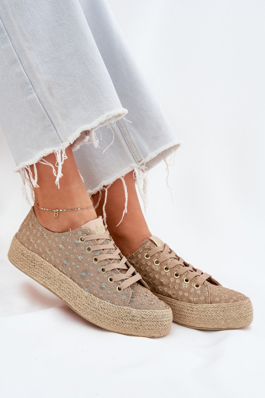 chaussures décontractées à motifs avec plateforme kaki Lee Cooper LCIN-25-08-3646L