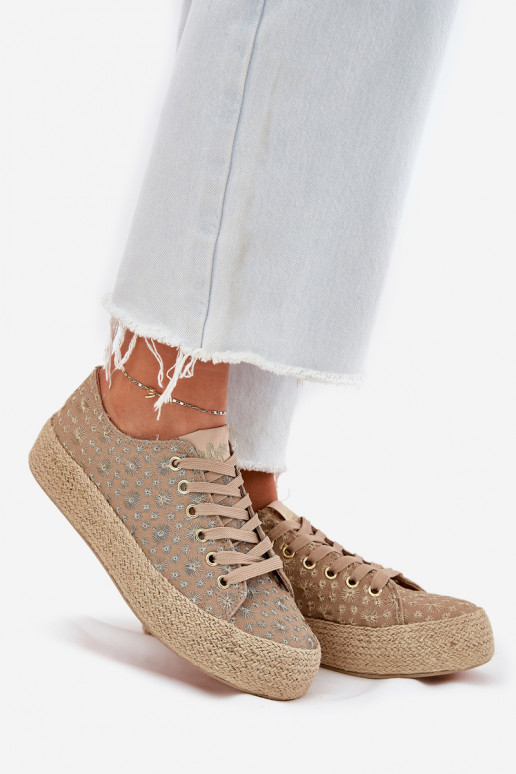 chaussures décontractées à motifs avec plateforme kaki Lee Cooper LCIN-25-08-3646L