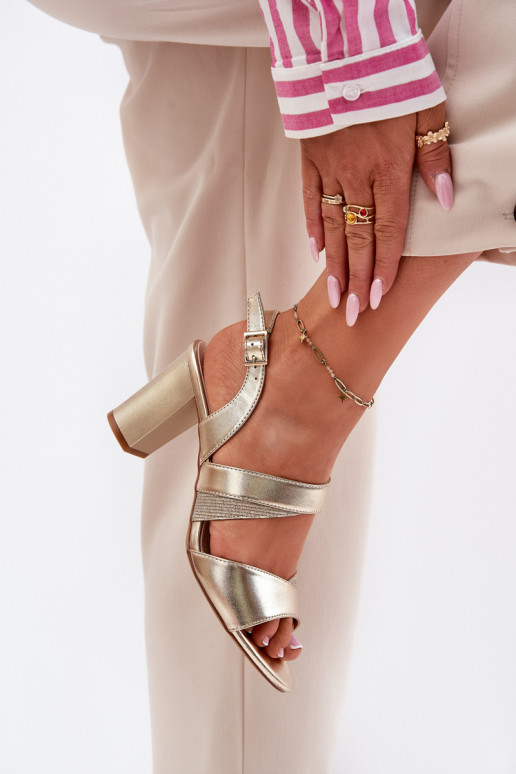 sandales à talons hauts pour femmes dorées Sergio Leone SK866