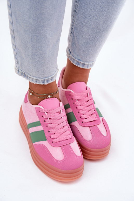 baskets basses avec plateforme roses Ovivene