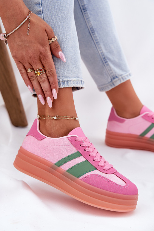 baskets basses avec plateforme roses Ovivene