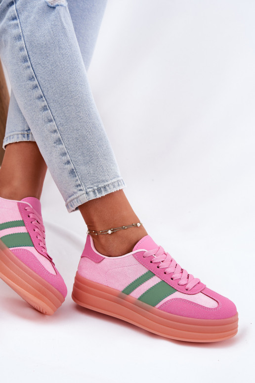 baskets basses avec plateforme roses Ovivene