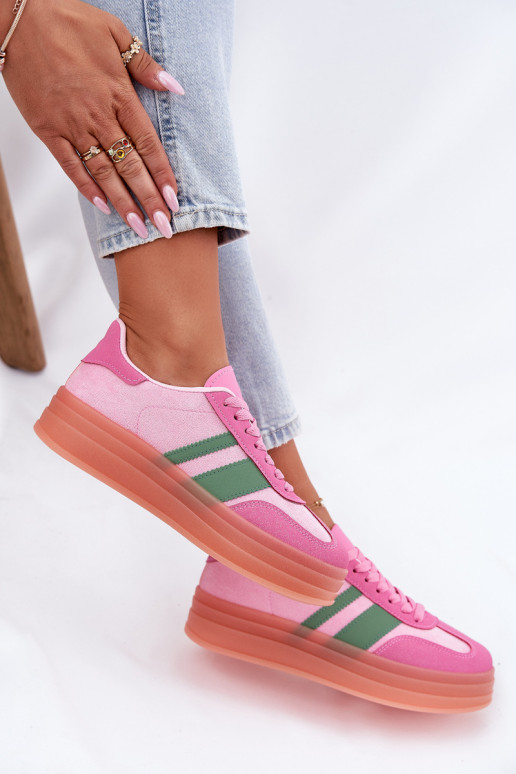 baskets basses avec plateforme roses Ovivene