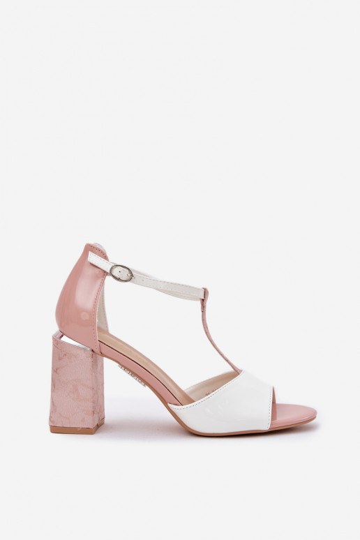 sandales laquées pour femmes avec talons roses et blancs Vinceza 20276