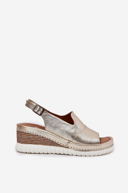 sandales en cuir pour femmes avec plateforme dorées Artiker 56C0920