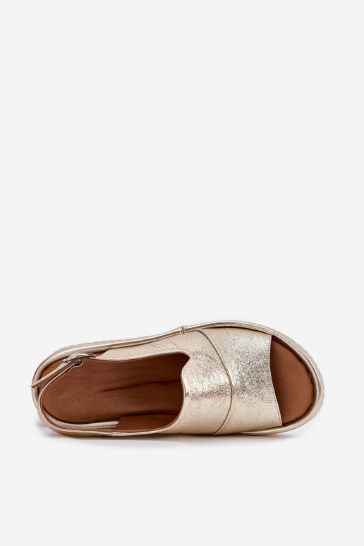 sandales en cuir pour femmes avec plateforme dorées Artiker 56C0920