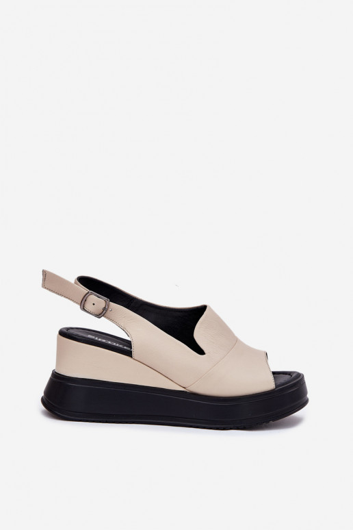 Sandales à plateforme en cuir pour femmes en sable Artiker 54C0401