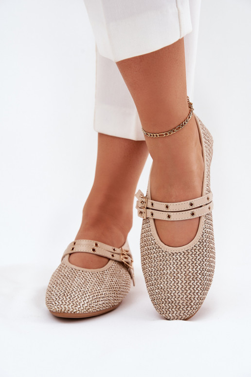 Ballerines avec tressage et boucles en sable Partheda