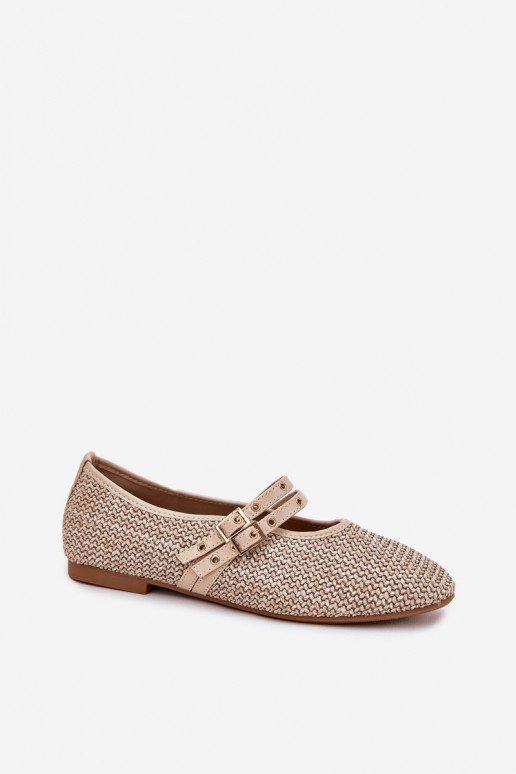 Ballerines avec tressage et boucles en sable Partheda