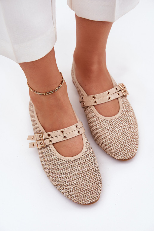 Ballerines avec tressage et boucles en sable Partheda