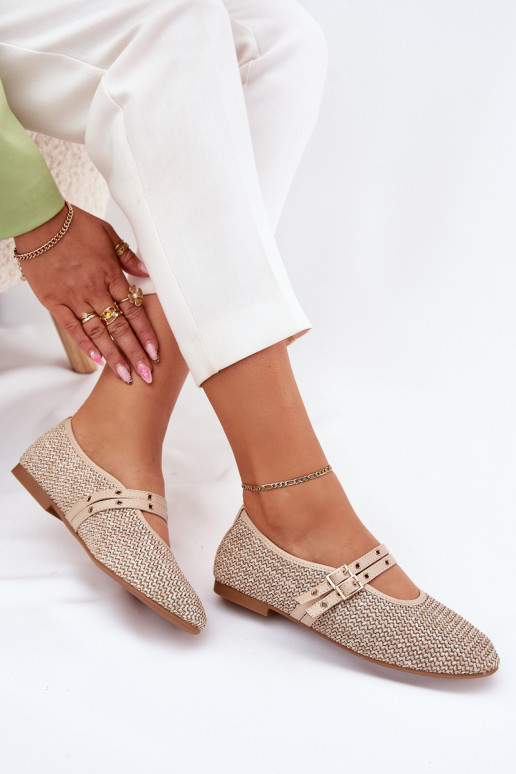 Ballerines avec tressage et boucles en sable Partheda