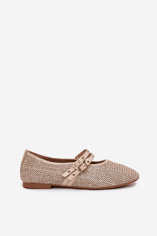 Ballerines avec tressage et boucles en sable Partheda