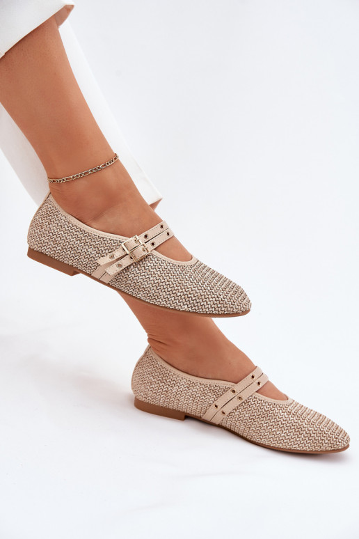 Ballerines avec tressage et boucles en sable Partheda