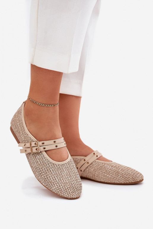 Ballerines avec tressage et boucles en sable Partheda