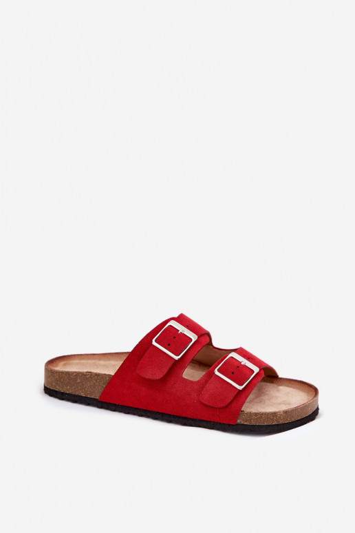 Chaussons à plateforme pour femmes avec boucles en rouge Evisolla