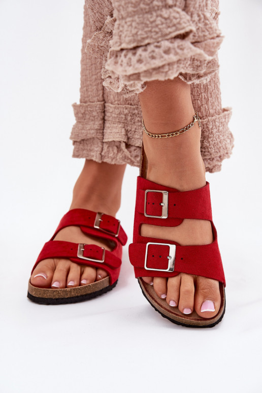 Chaussons à plateforme pour femmes avec boucles en rouge Evisolla