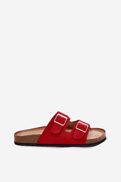 Chaussons à plateforme pour femmes avec boucles en rouge Evisolla