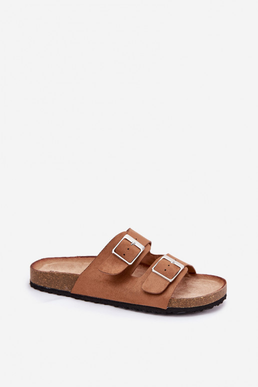 Chaussons à plateforme pour femmes avec boucles en marron Evisolla