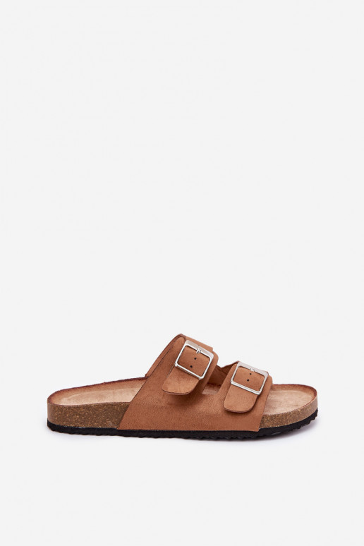 Chaussons à plateforme pour femmes avec boucles en marron Evisolla