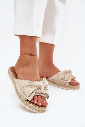 Chaussons à plateforme pour femmes avec tressage et nœud en sable Alpireda